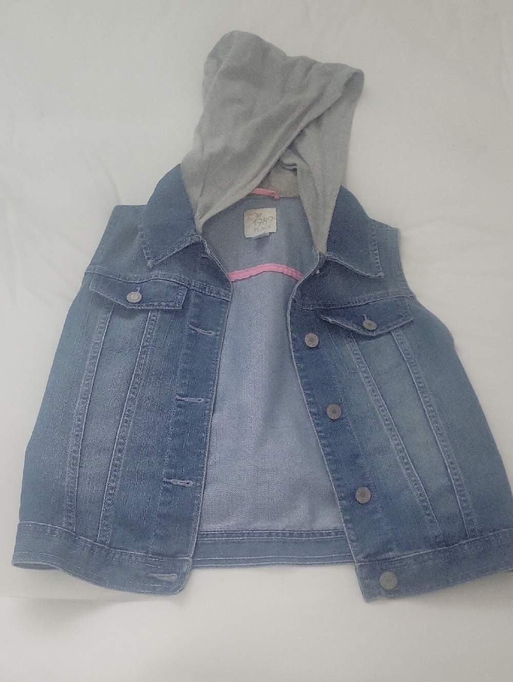 1989 Place Blue Denim Vest with Gray Hood